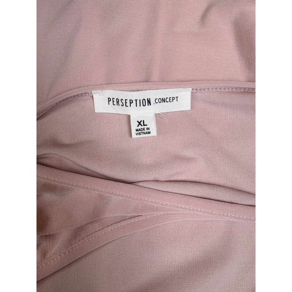 NWT*I Perception Concept Womens XL Pink Cutout Top Coquette Ruched Sleeve - Picture 12 of 14